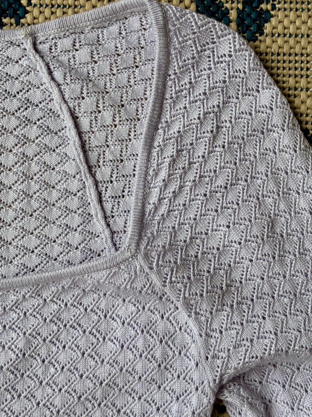 Abercrombie & Fitch Bodysuit Open Weave Crochet Knit Longsleeve - Lilac XS - Picture 5 of 8